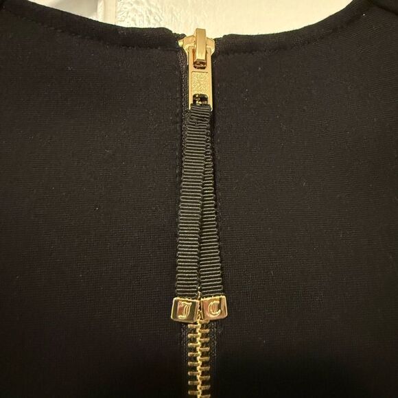 Juicy‎ Couture Drop Waist Round Neck Flirty Ruffle Ponte Dress Black Extra Small - Picture 5 of 11